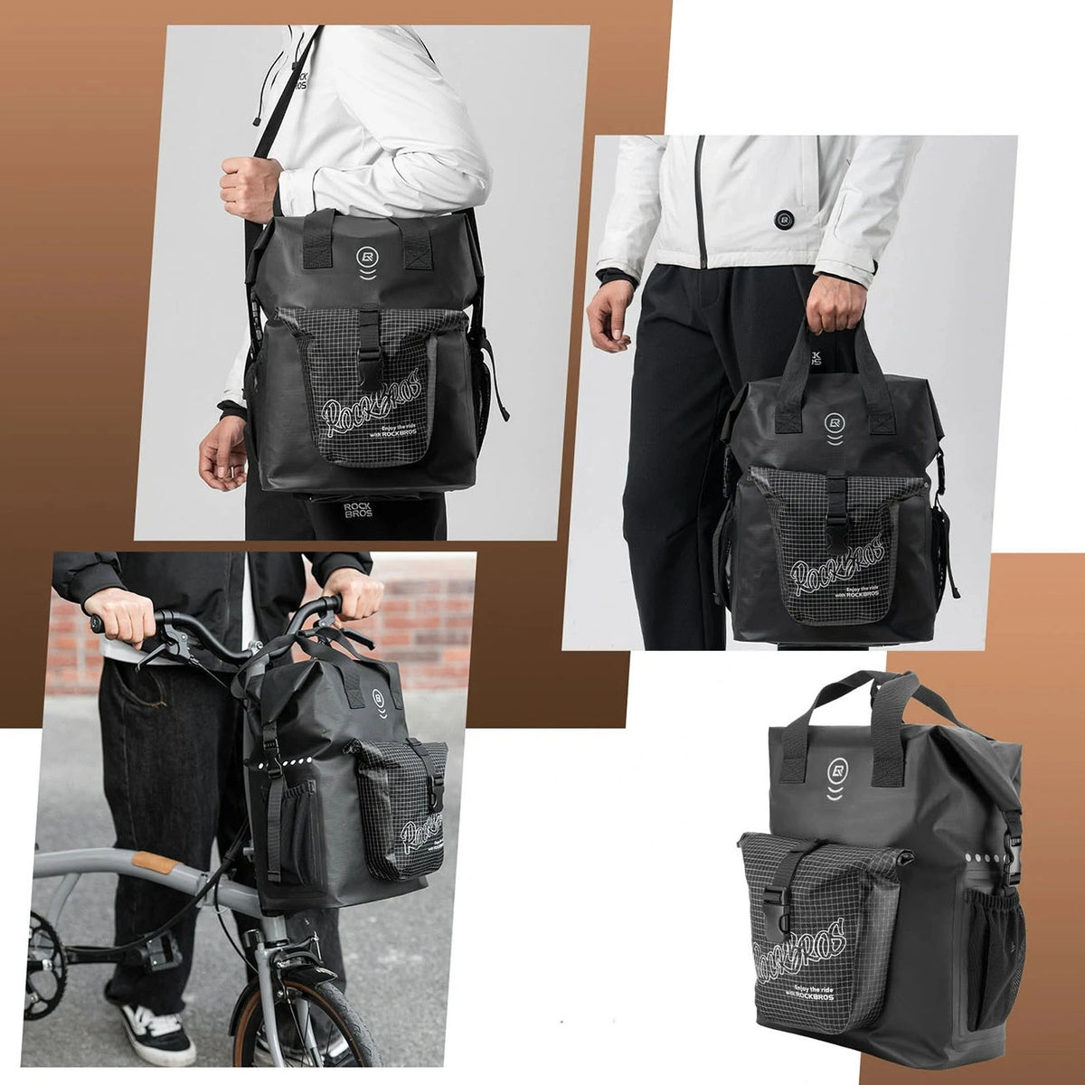 Torba rowerowa Rockbros AS-158 do roweru składanego Brompton 18 l - czarna – zdjęcie 4