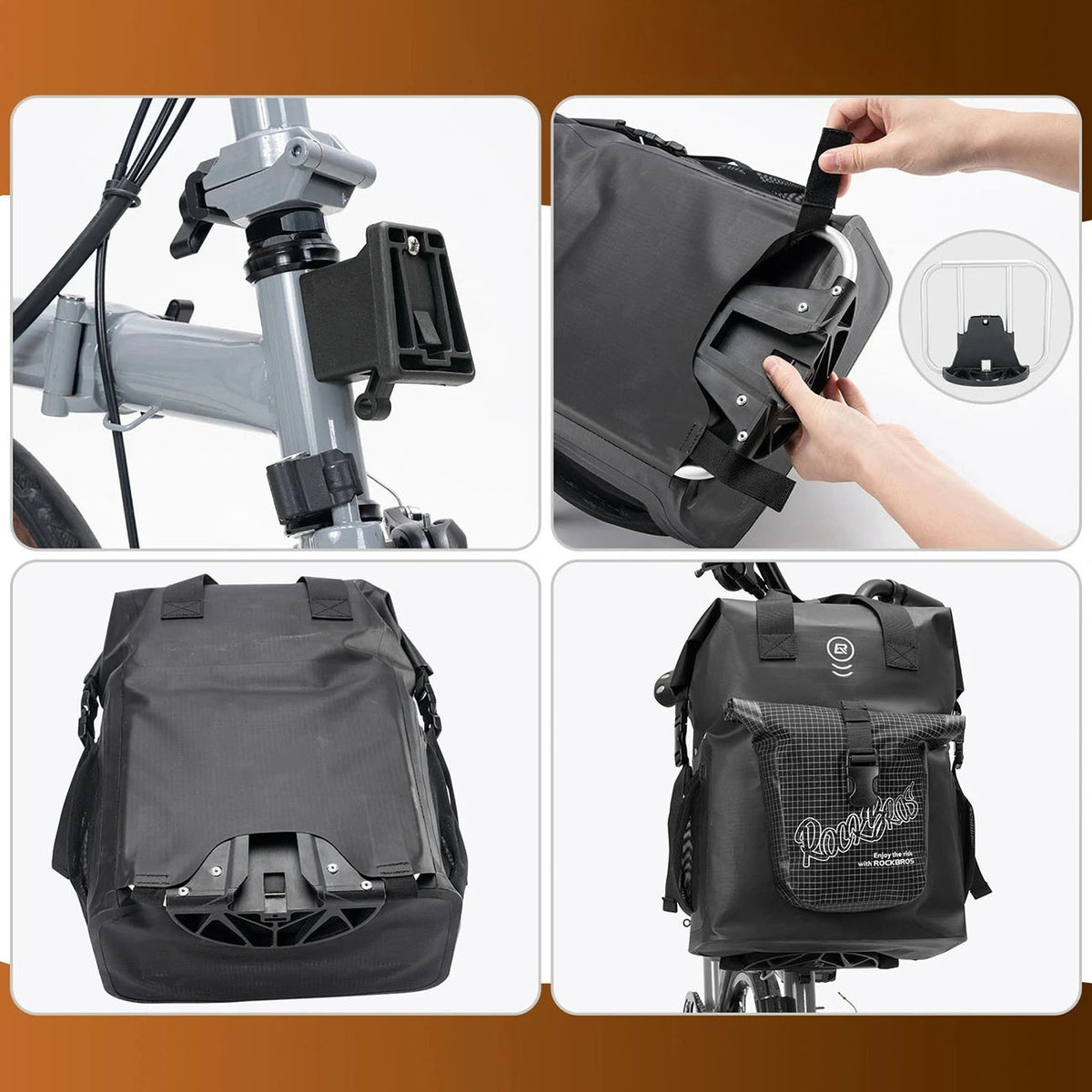 Torba rowerowa Rockbros AS-158 do roweru składanego Brompton 18 l - czarna – zdjęcie 6