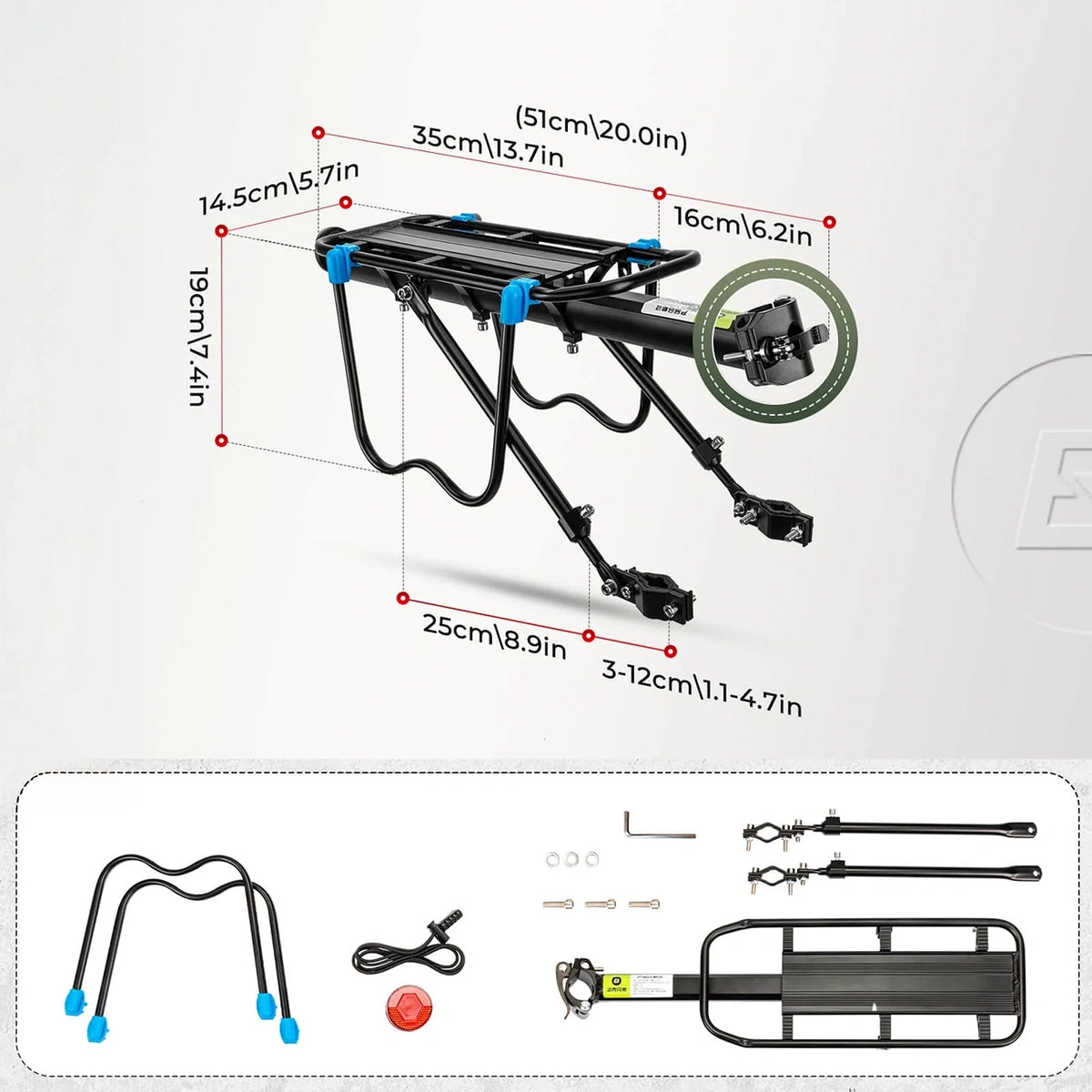 Bagażnik rowerowy Rockbros Shelves HJ10010 z szybkim montażem i - czarny – zdjęcie 2