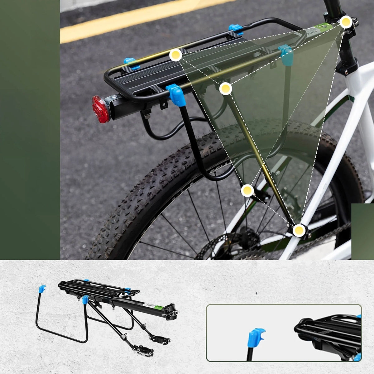 Bagażnik rowerowy Rockbros Shelves HJ10010 z szybkim montażem i - czarny – zdjęcie 4