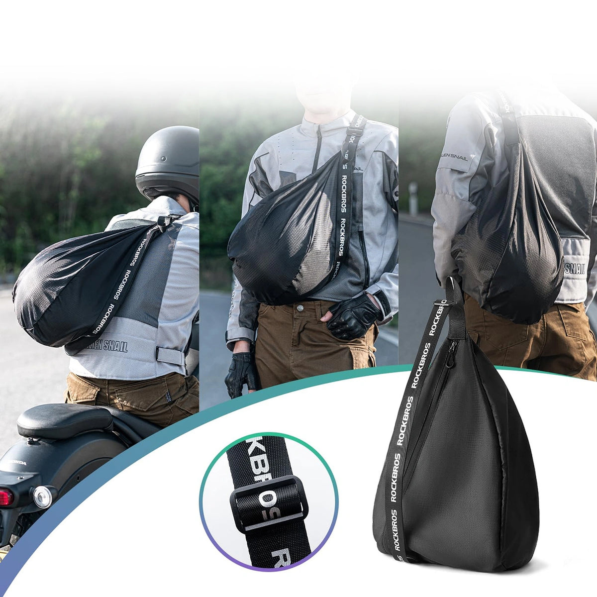 Plecak Rockbros H34 z uchwytem na kask - czarny – zdjęcie 3