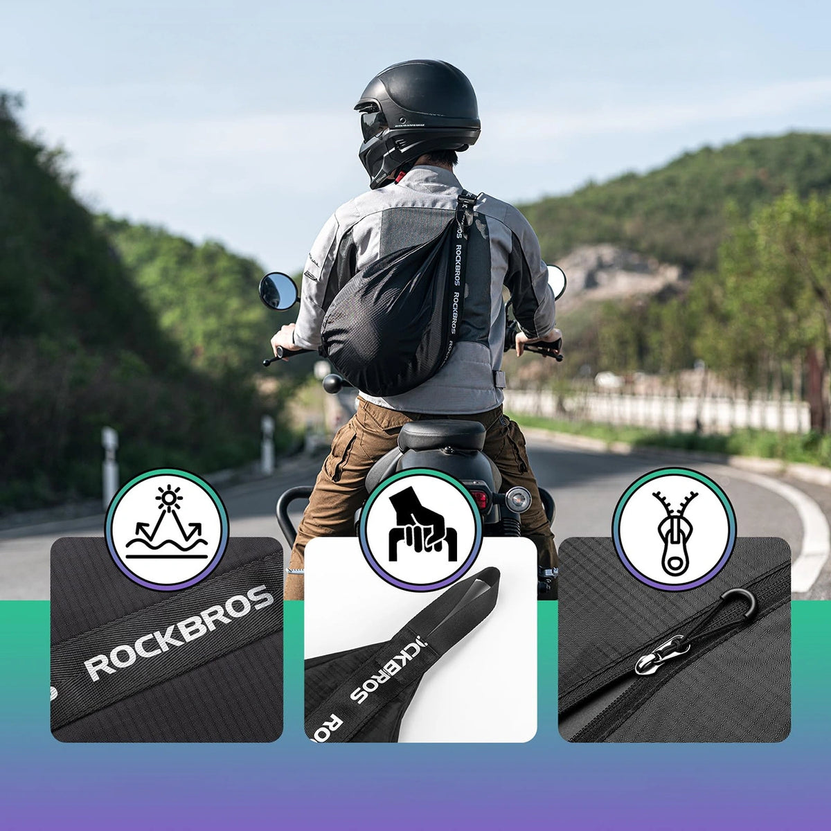 Plecak Rockbros H34 z uchwytem na kask - czarny – zdjęcie 4