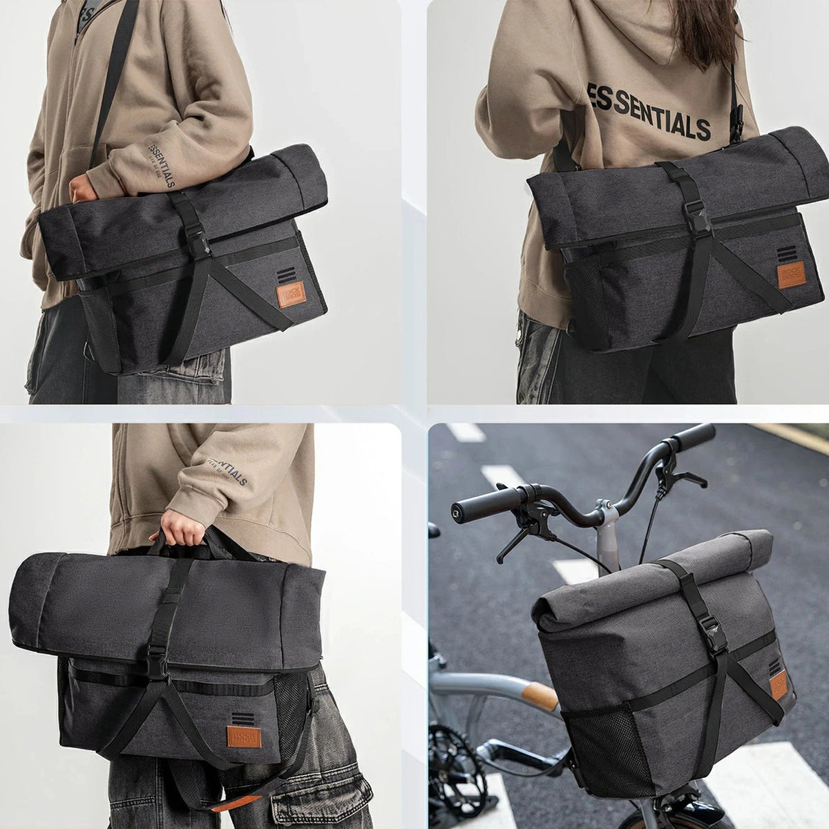 Torba na ramię Rockbros H48 na kierownicę do roweru wielofunkcyjna - szara – zdjęcie 8