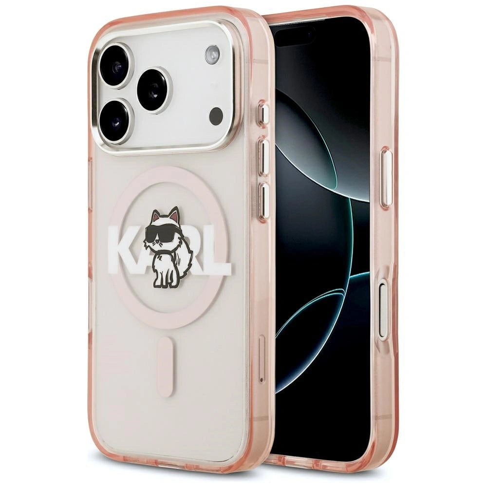 Etui Karl Lagerfeld IML Choupette Sketch Logo na iPhone 17 Pro - różowe