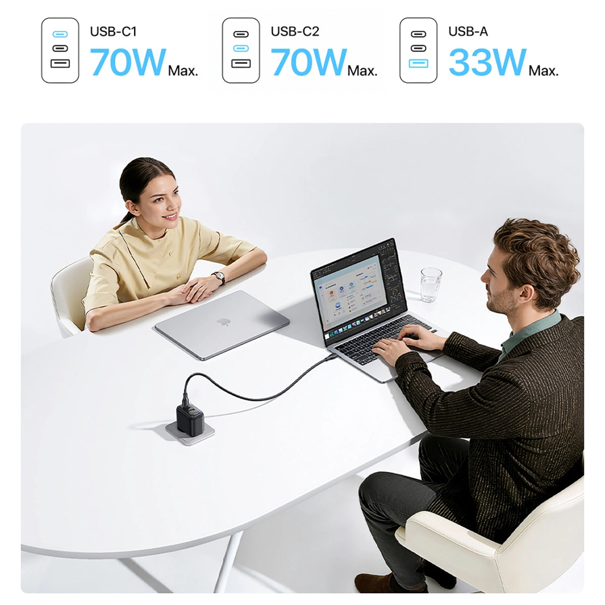 Ładowarka sieciowa Baseus EnerFill FE22 70W 2 x USB-C + USB-A - czarna – zdjęcie 10