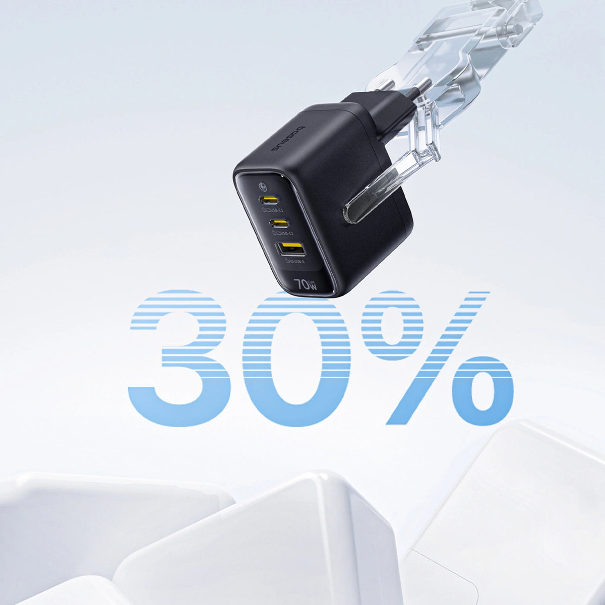 Ładowarka sieciowa Baseus EnerFill FE22 70W 2 x USB-C + USB-A - czarna – zdjęcie 16