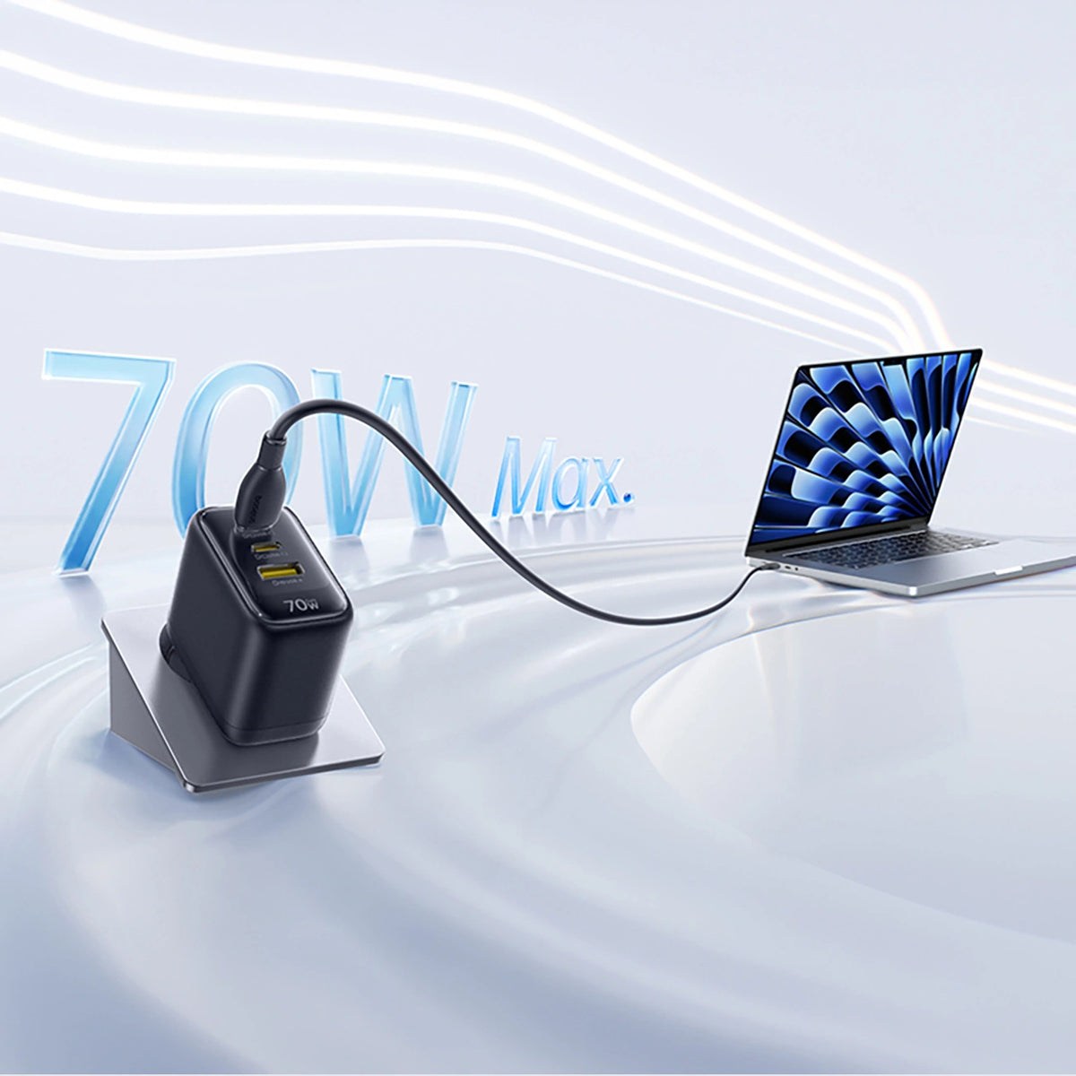Ładowarka sieciowa Baseus EnerFill FE22 70W 2 x USB-C + USB-A - czarna – zdjęcie 7