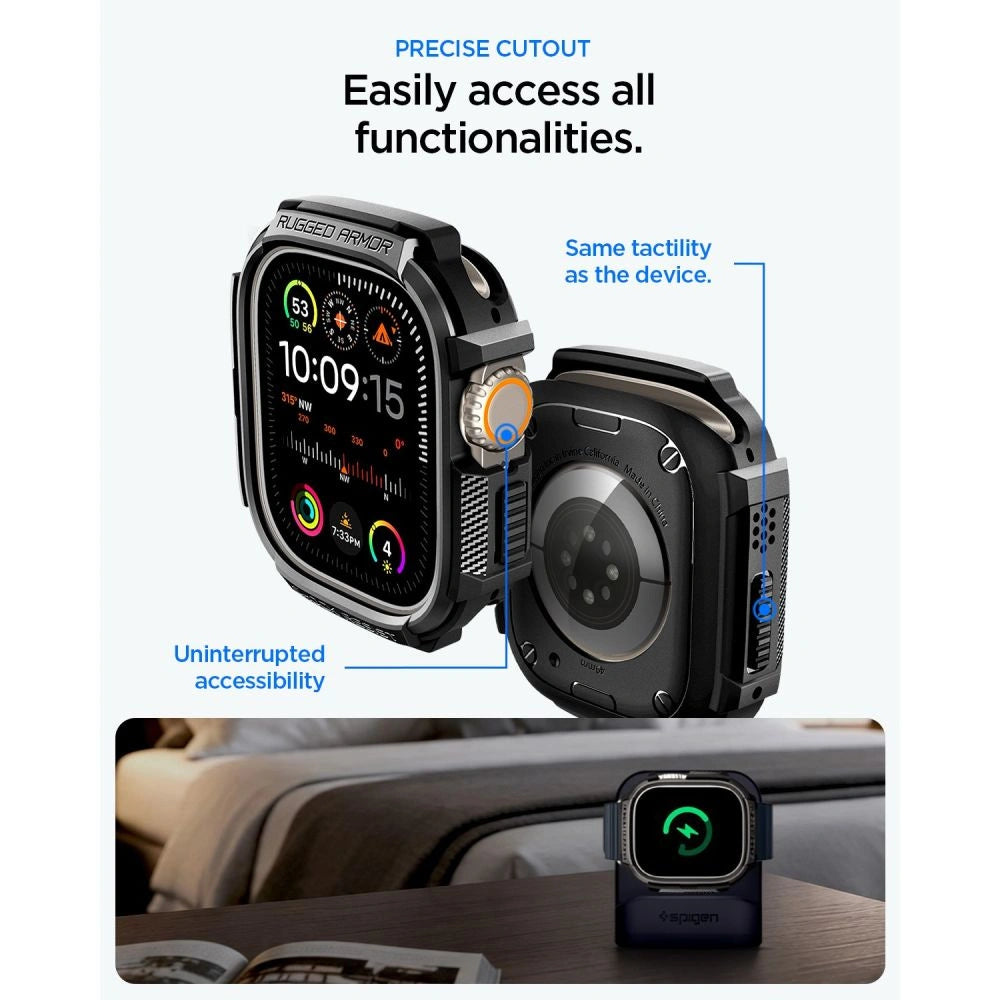 Etui Spigen Rugged Armor + na Apple Watch Ultra 49 mm - czarne matowe – zdjęcie 6
