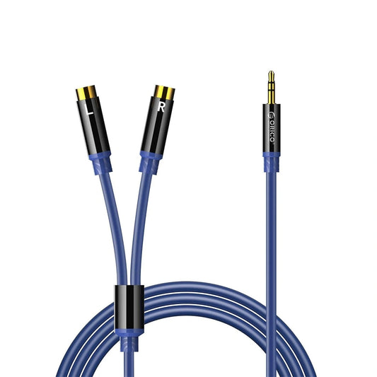 Kabel audio Orico AXRF mini jack 3.5 do 2x RCA żeńskiego 1.5 m - niebieski