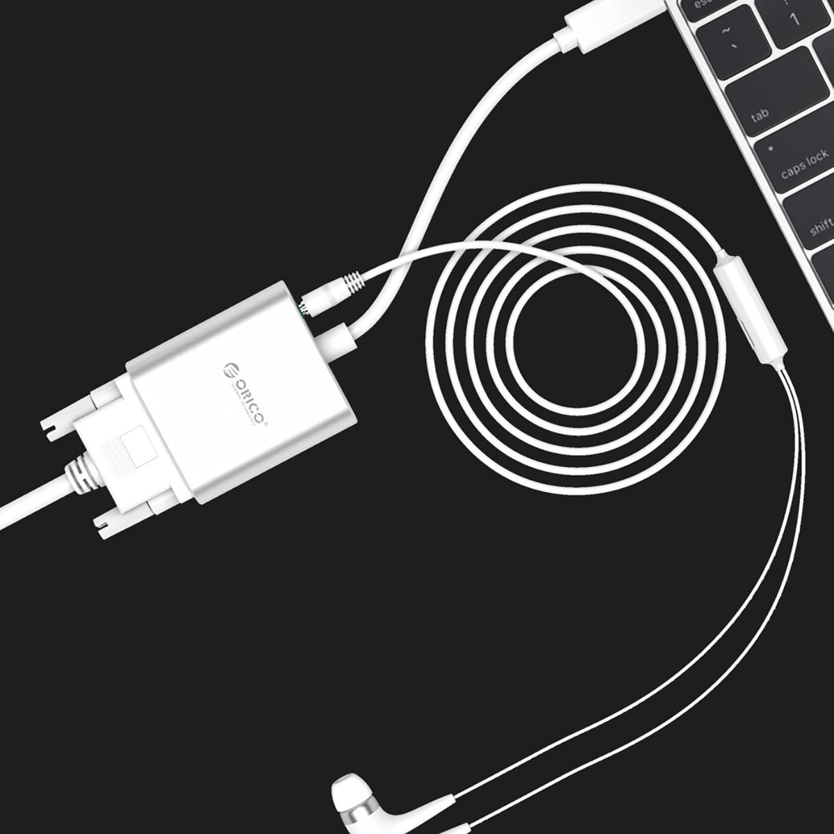 Adapter Orico PTAV USB-C - VGA i mini jack 3.5 mm Full HD 0.15 m - srebrny – zdjęcie 10