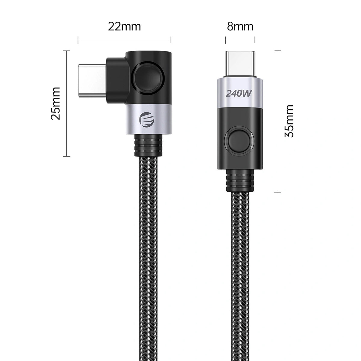Kabel kątowy Orico CW240 USB-C do USB-C PD 240 W 1 m - czarny – zdjęcie 2
