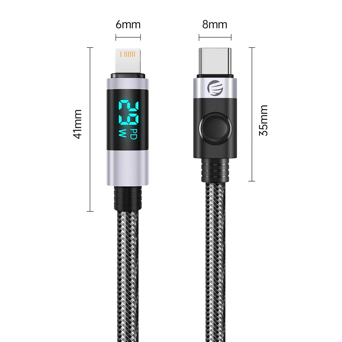 Kabel Orico LDC2L do Lightning PD 29 W z wyświetlaczem LED 480 Mb/s 2 m – zdjęcie 2