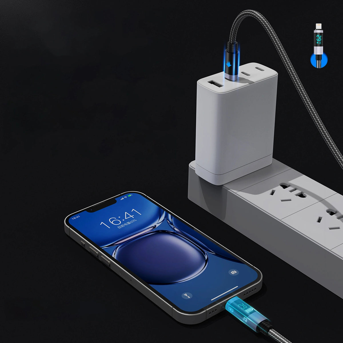 Kabel Orico LDC2L do Lightning PD 29 W z wyświetlaczem LED 480 Mb/s 2 m – zdjęcie 6