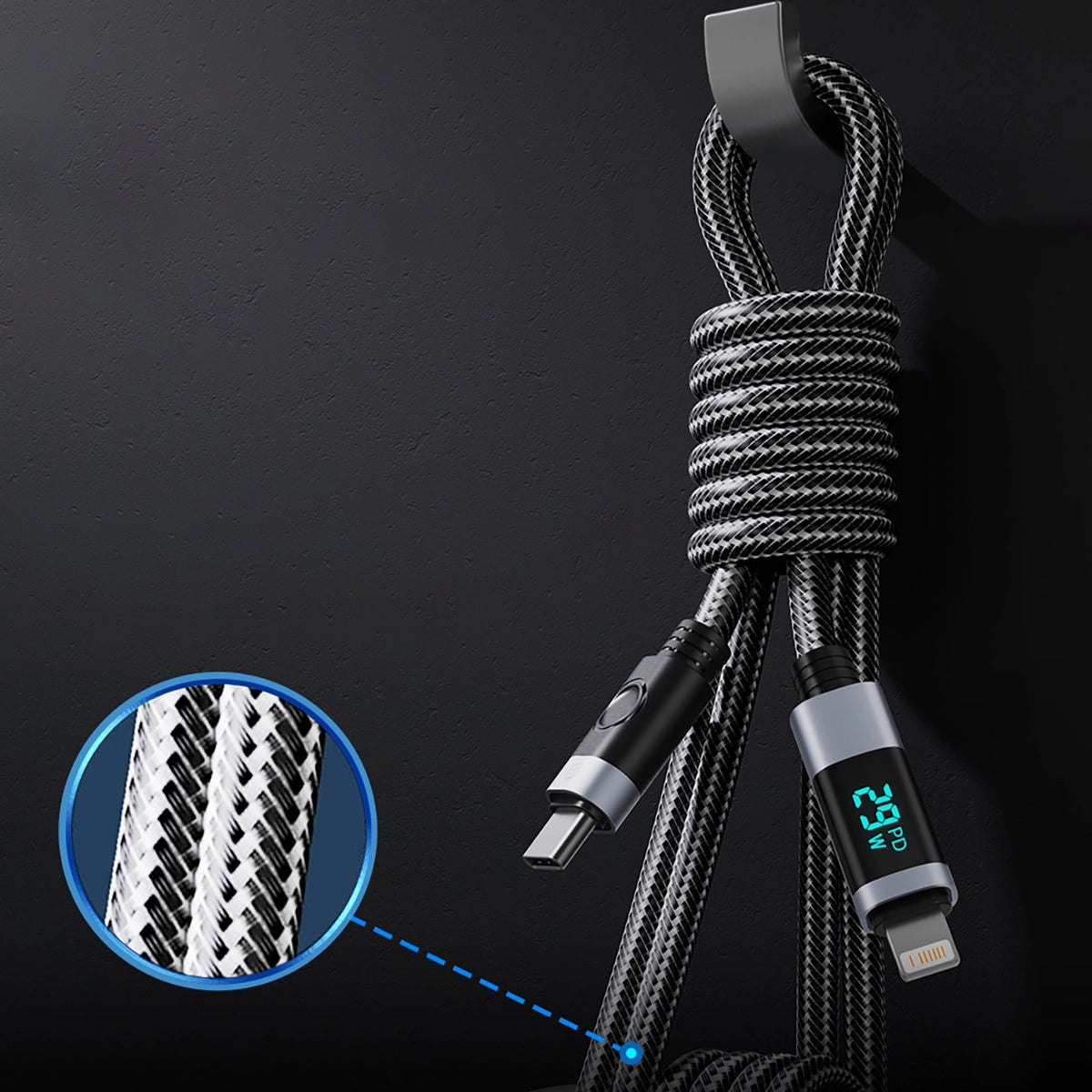 Kabel Orico LDC2L do Lightning PD 29 W z wyświetlaczem LED 480 Mb/s 2 m – zdjęcie 9
