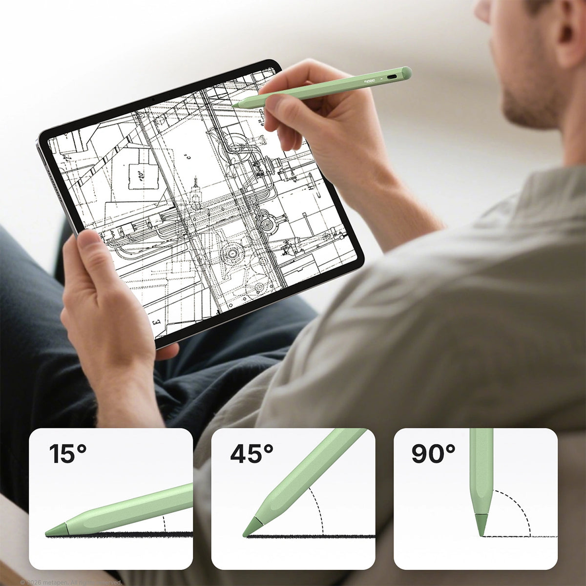 Rysik aktywny Metapen A8 stylus do iPada USB-C - zielony – zdjęcie 5