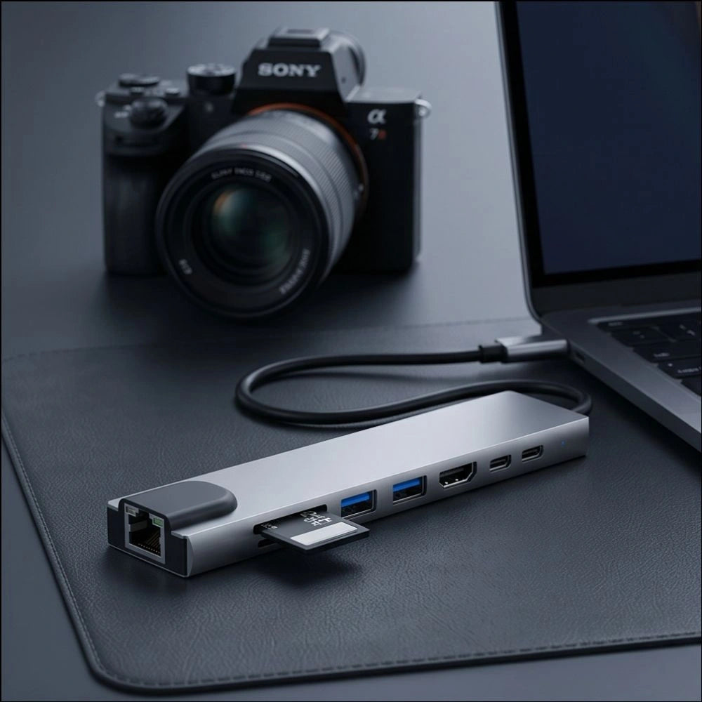 Hub USB Tech-Protect HB09 8w1 TYPE-C + USB-A 3.0 + USB-C 3.0 + - szary – zdjęcie 10