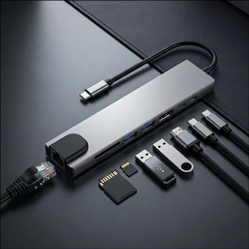 Hub USB Tech-Protect HB09 8w1 TYPE-C + USB-A 3.0 + USB-C 3.0 + - szary – zdjęcie 11