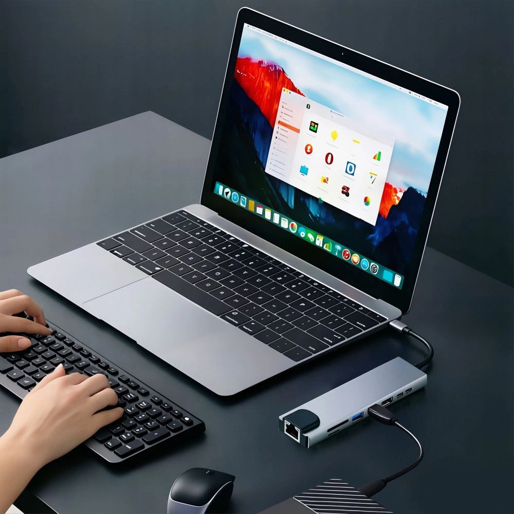 Hub USB Tech-Protect HB09 8w1 TYPE-C + USB-A 3.0 + USB-C 3.0 + - szary – zdjęcie 13