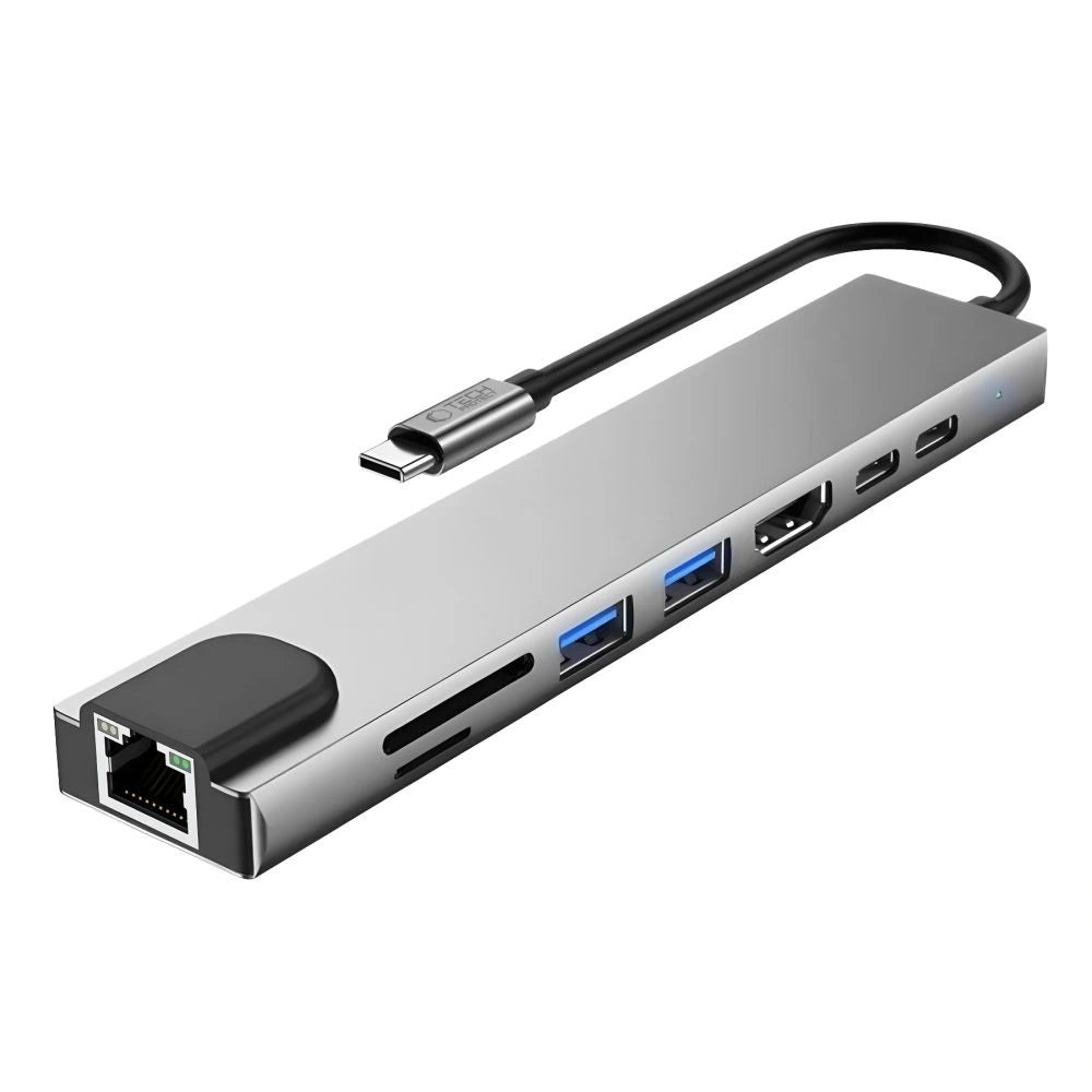 Hub USB Tech-Protect HB09 8w1 TYPE-C + USB-A 3.0 + USB-C 3.0 + - szary – zdjęcie 2