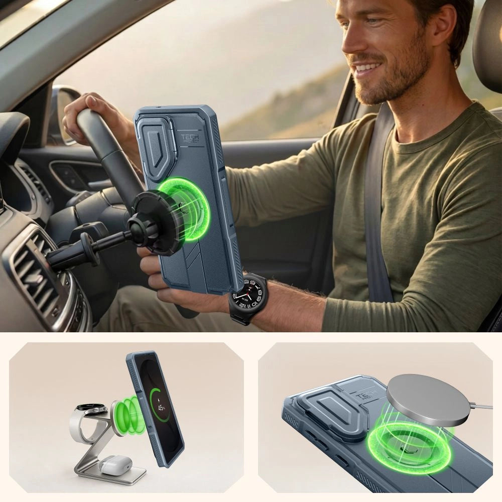Etui Tech-Protect Kevlar MagSafe na Samsung Galaxy S26 Ultra - niebieskie – zdjęcie 4