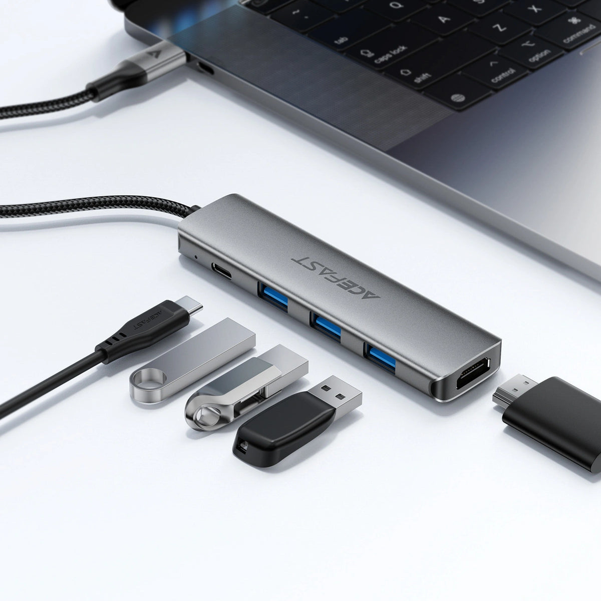 Hub USB Acefast J16 stacja dokująca USB-C 5w1 HDMI 4K 60Hz PD90W - szara – zdjęcie 7
