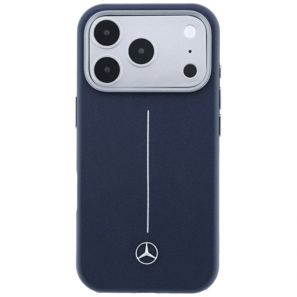 Etui Mercedes Leather Semi Wrap Iconic Line na iPhone 17 Pro - granatowe – zdjęcie 3