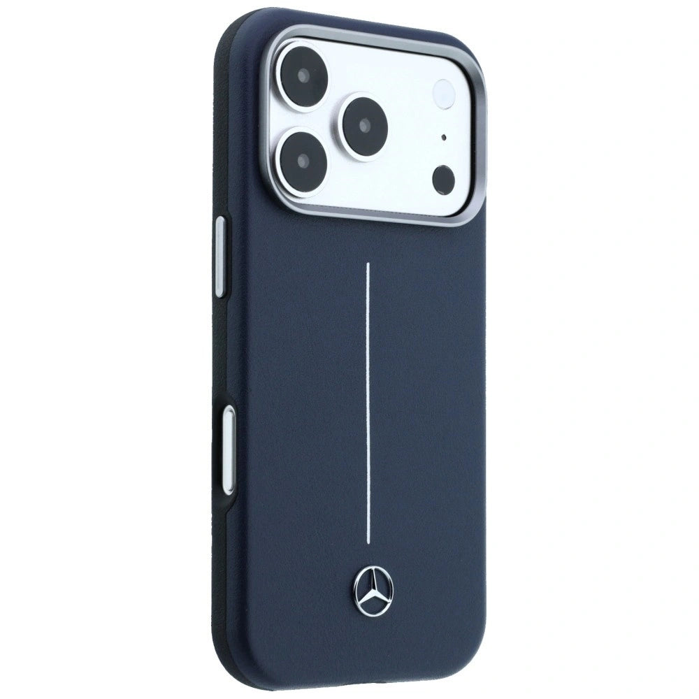 Etui Mercedes Leather Semi Wrap Iconic Line na iPhone 17 Pro - granatowe – zdjęcie 4
