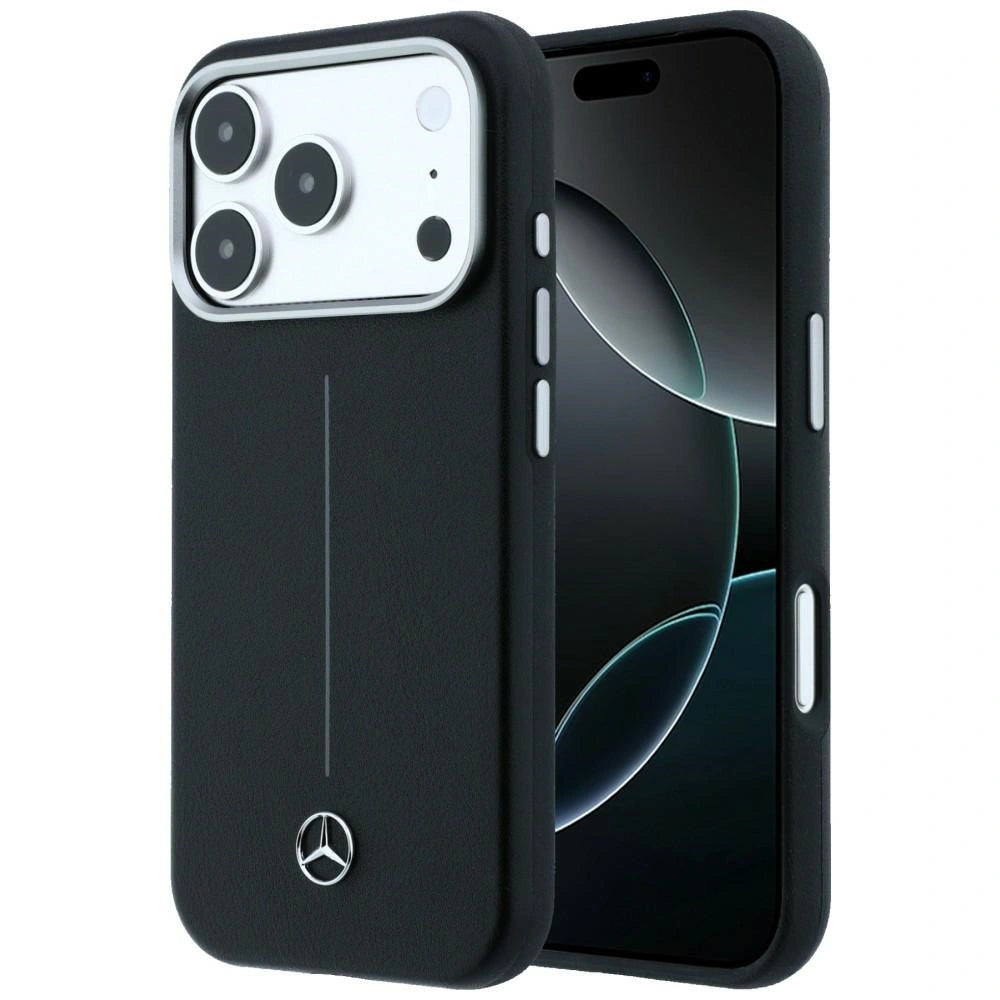 Etui Mercedes Leather Semi Wrap Iconic Line na iPhone 17 Pro Max - czarne
