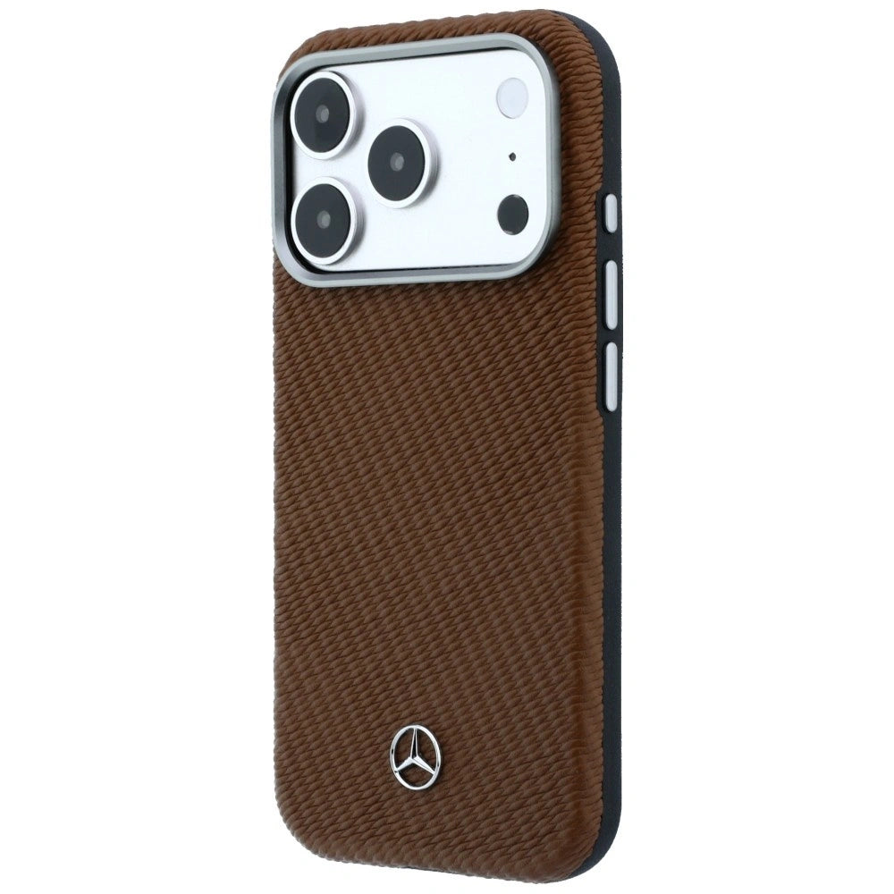 Etui Mercedes Leather Semi Wrap Wood Effect na iPhone 17 Pro - brązowe – zdjęcie 2
