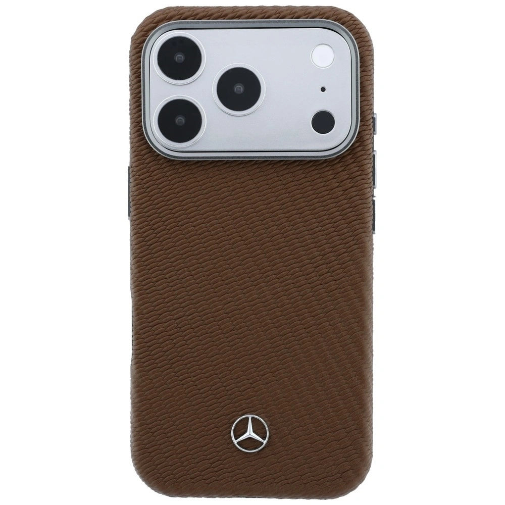 Etui Mercedes Leather Semi Wrap Wood Effect na iPhone 17 Pro - brązowe – zdjęcie 3