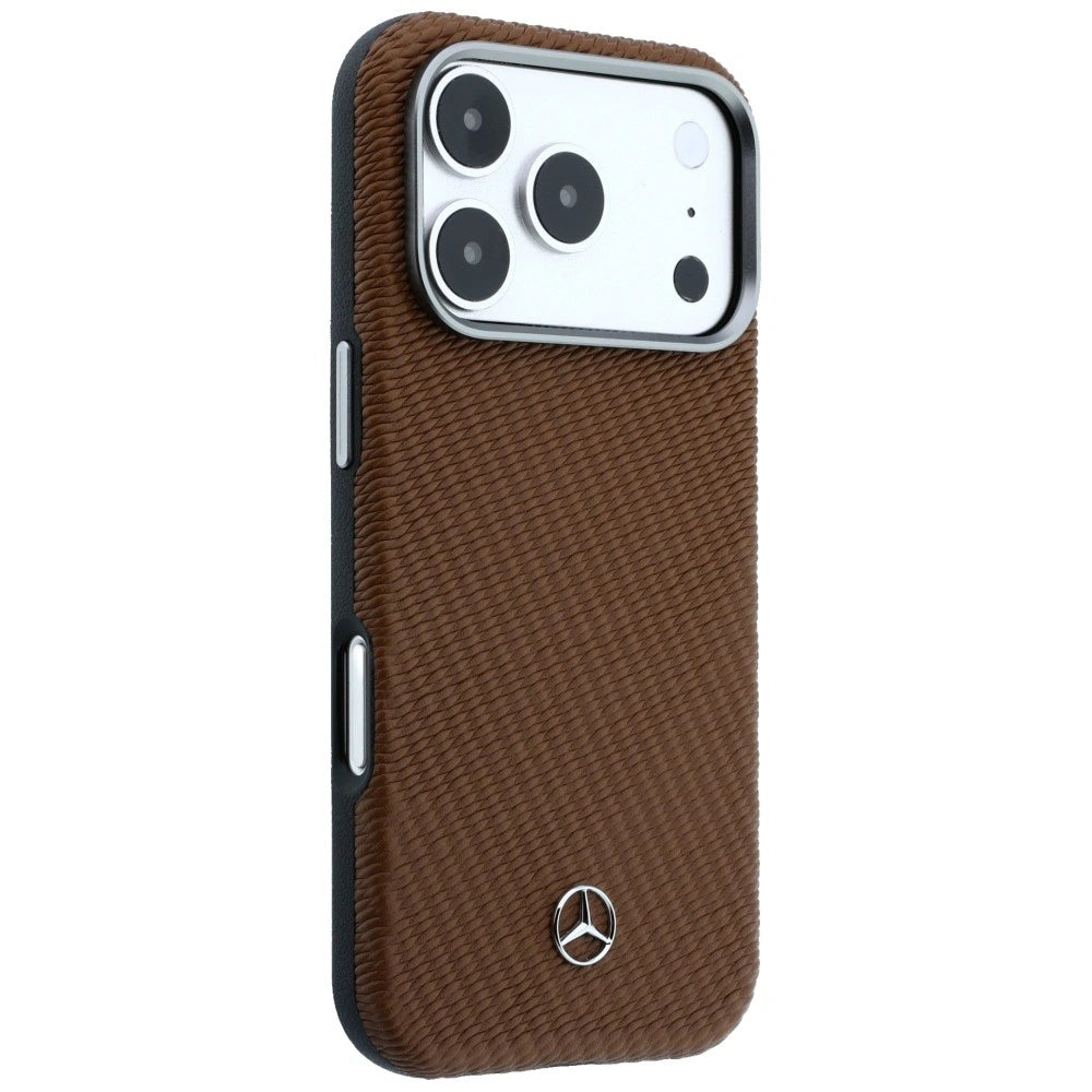 Etui Mercedes Leather Semi Wrap Wood Effect na iPhone 17 Pro - brązowe – zdjęcie 4