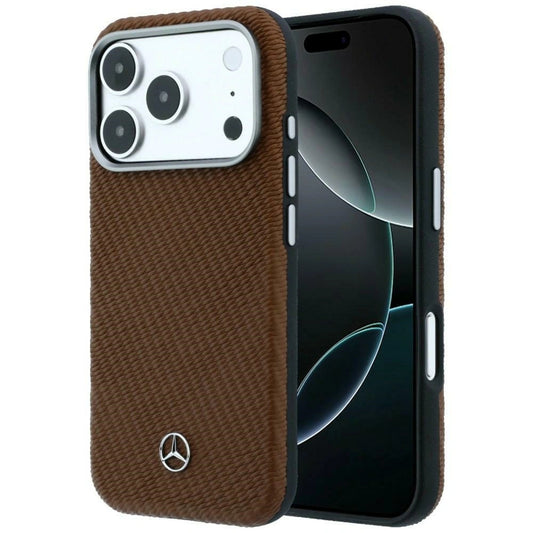 Etui Mercedes Leather Semi Wrap Wood Effect na iPhone 17 Pro Max - brązowe