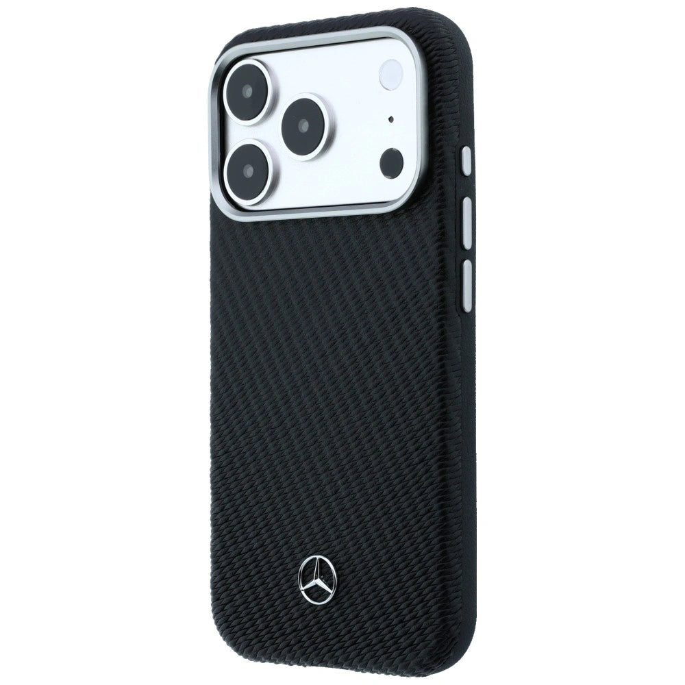 Etui Mercedes Leather Semi Wrap Wood Effect na iPhone 17 Pro Max - czarne – zdjęcie 2