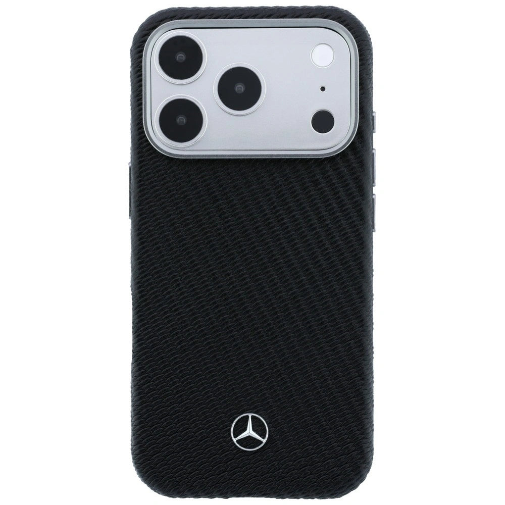 Etui Mercedes Leather Semi Wrap Wood Effect na iPhone 17 Pro Max - czarne – zdjęcie 3
