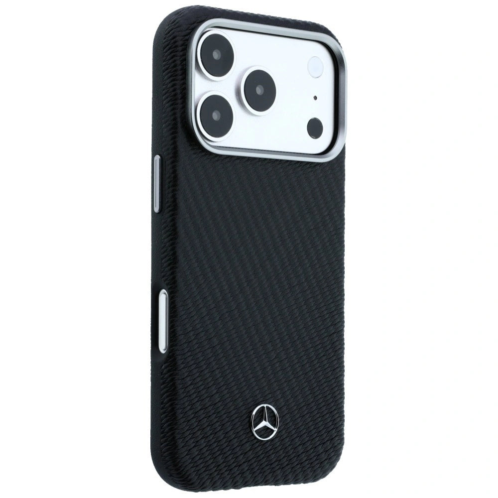 Etui Mercedes Leather Semi Wrap Wood Effect na iPhone 17 Pro Max - czarne – zdjęcie 4