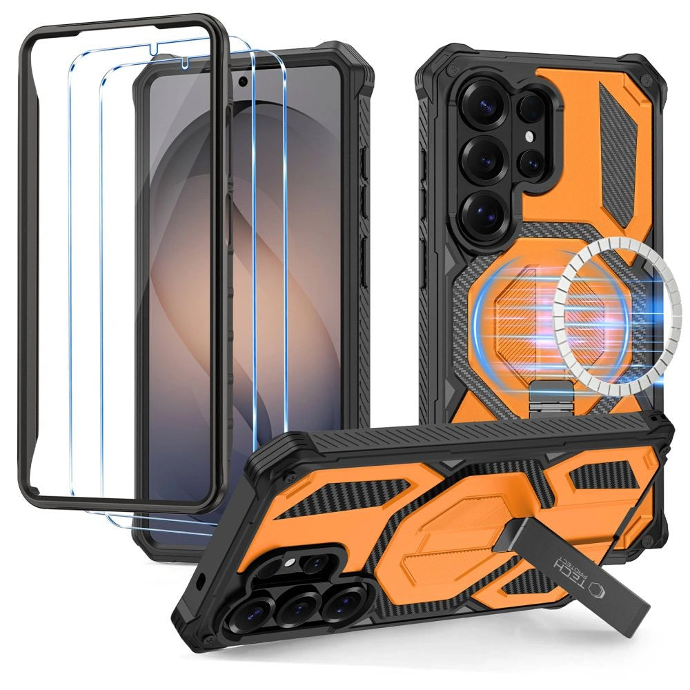 Etui Tech-Protect na Samsung Galaxy S26 Ultra - czarno-pomarańczowe