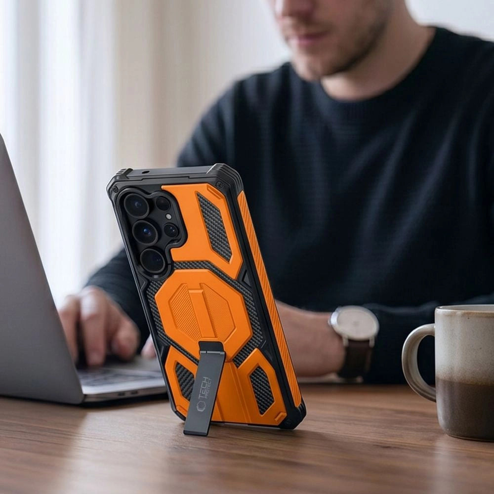 Etui Tech-Protect na Samsung Galaxy S26 Ultra - czarno-pomarańczowe – zdjęcie 5