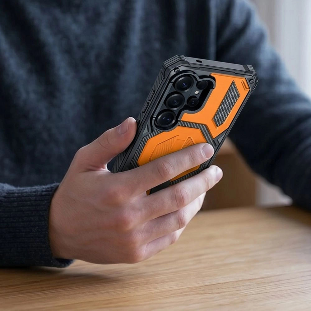 Etui Tech-Protect na Samsung Galaxy S26 Ultra - czarno-pomarańczowe – zdjęcie 6