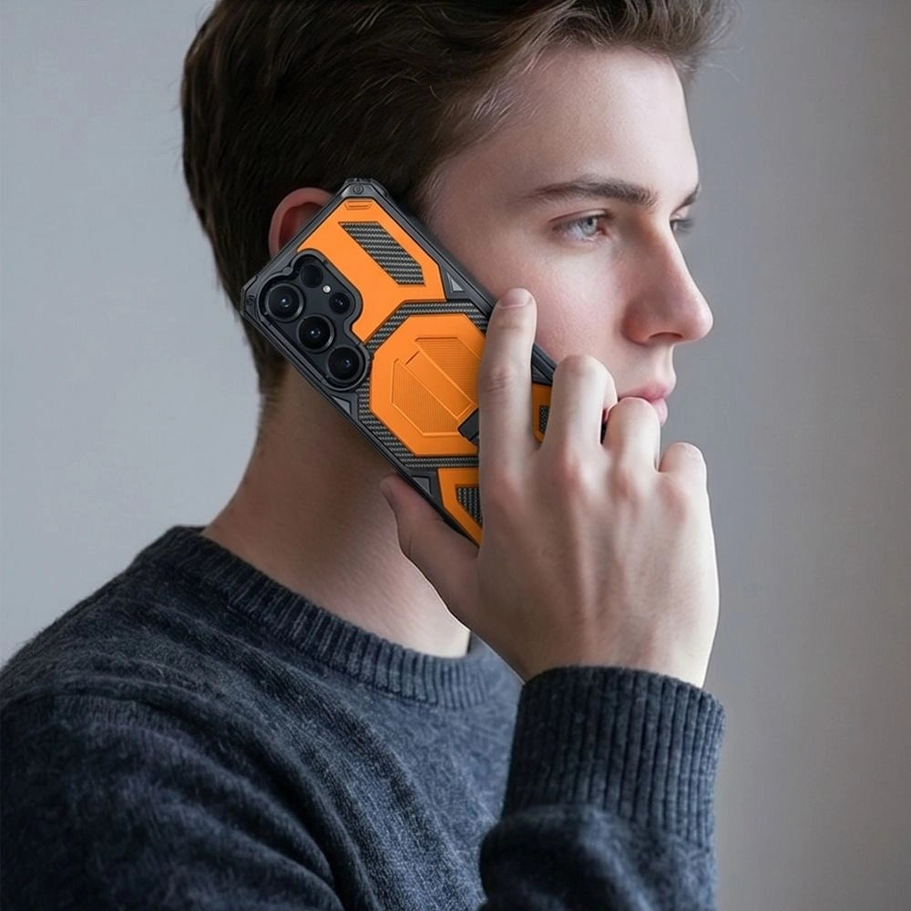 Etui Tech-Protect na Samsung Galaxy S26 Ultra - czarno-pomarańczowe – zdjęcie 7