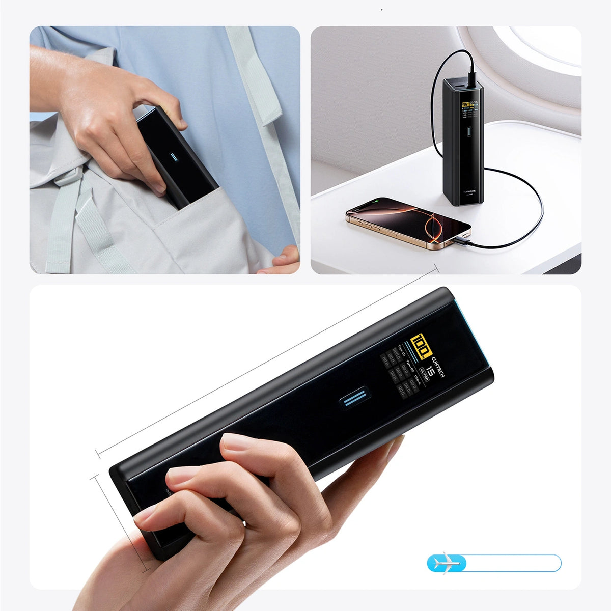 Powerbank Cuktech PB200U 210 W 20000 mAh 2x USB-C + USB-A z - czarny – zdjęcie 7