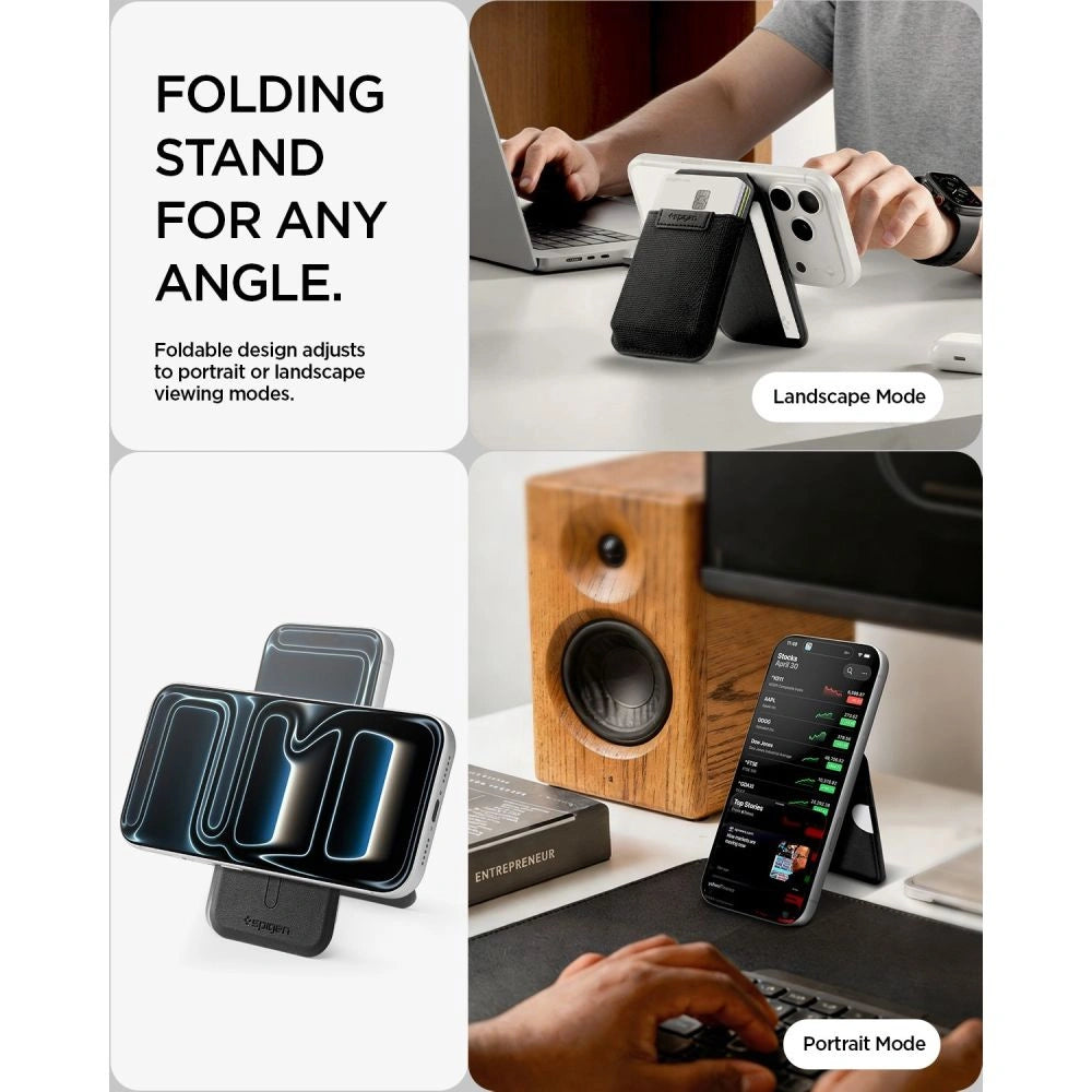 Portfel Spigen Slim Fold S314-4 MagSafe na telefon - czarny – zdjęcie 11
