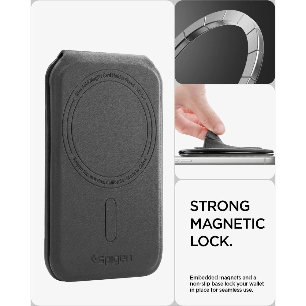 Portfel Spigen Slim Fold S314-4 MagSafe na telefon - czarny – zdjęcie 13
