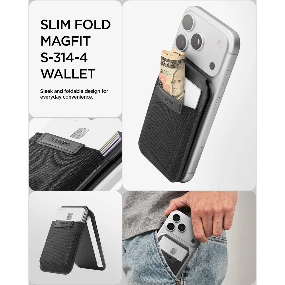 Portfel Spigen Slim Fold S314-4 MagSafe na telefon - czarny – zdjęcie 9