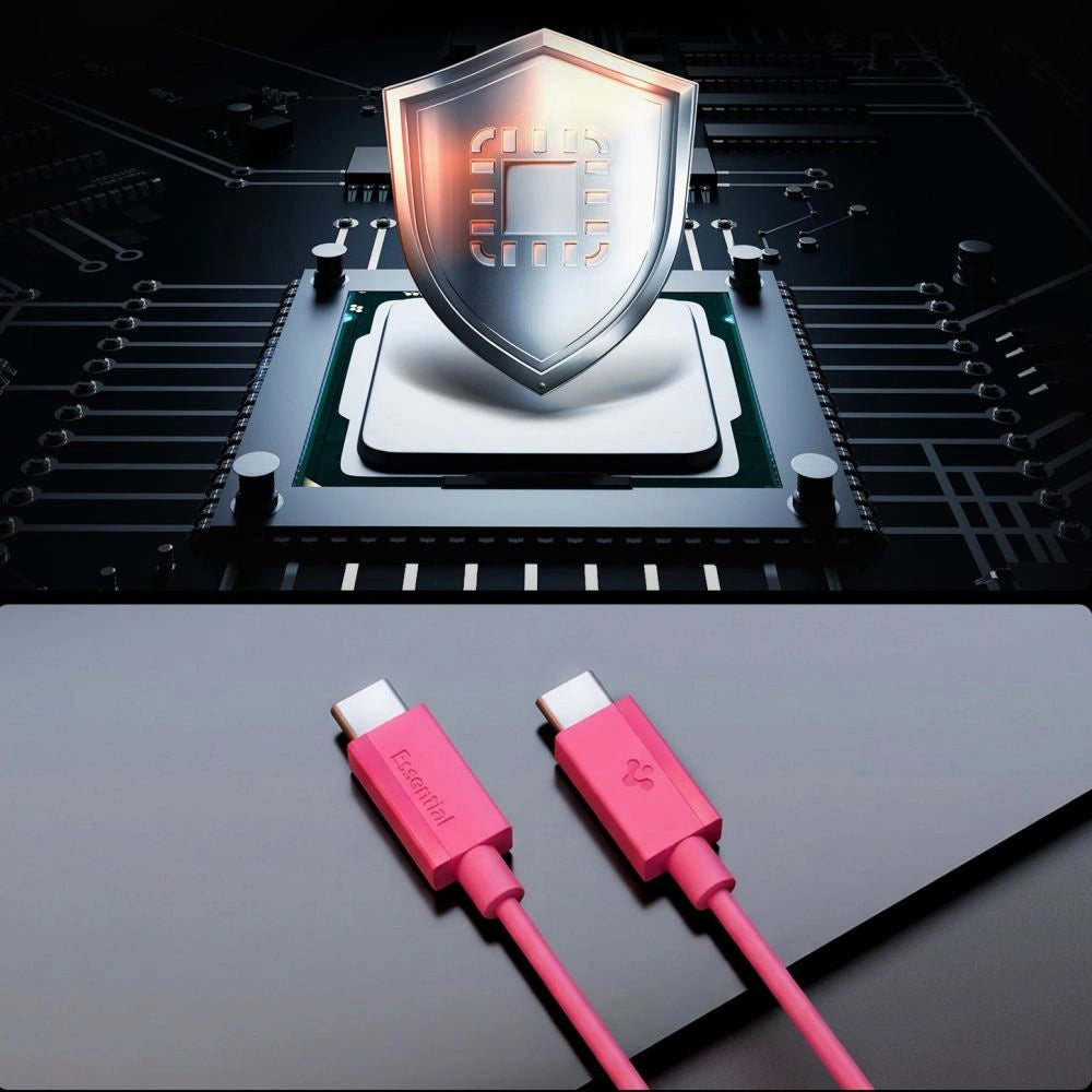 Kabel Spigen Essential EB6015CC USB-C 60W 100 cm - różowy – zdjęcie 4