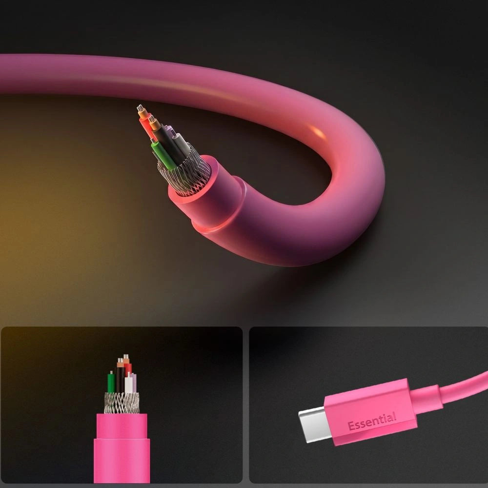 Kabel Spigen Essential EB6015CC USB-C 60W 100 cm - różowy – zdjęcie 5