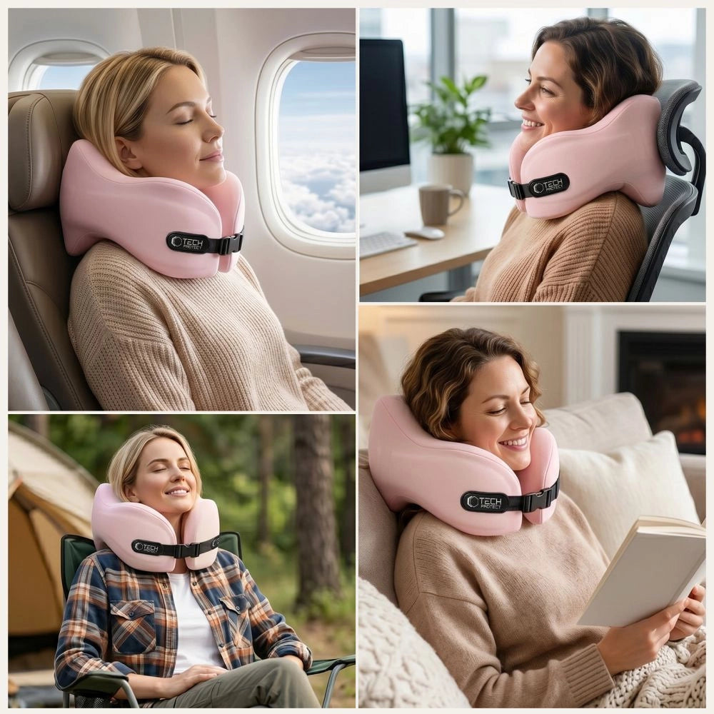 Poduszka podróżna Tech-Protect ComfortRest - różowa – zdjęcie 6