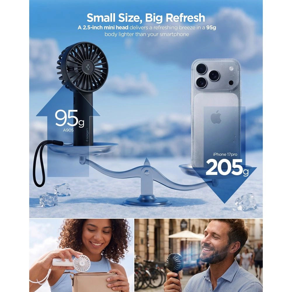 Mini wentylator Spigen A905 Mini Portable Handheld Fan - czarny – zdjęcie 3