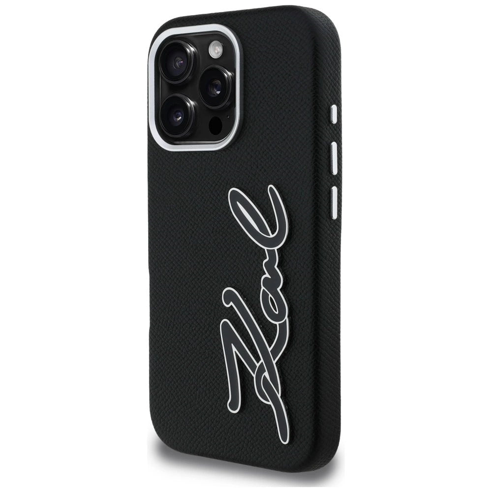 Etui Karl Lagerfeld FW Grained Signature Logo na iPhone 16 Pro Max - czarne – zdjęcie 2