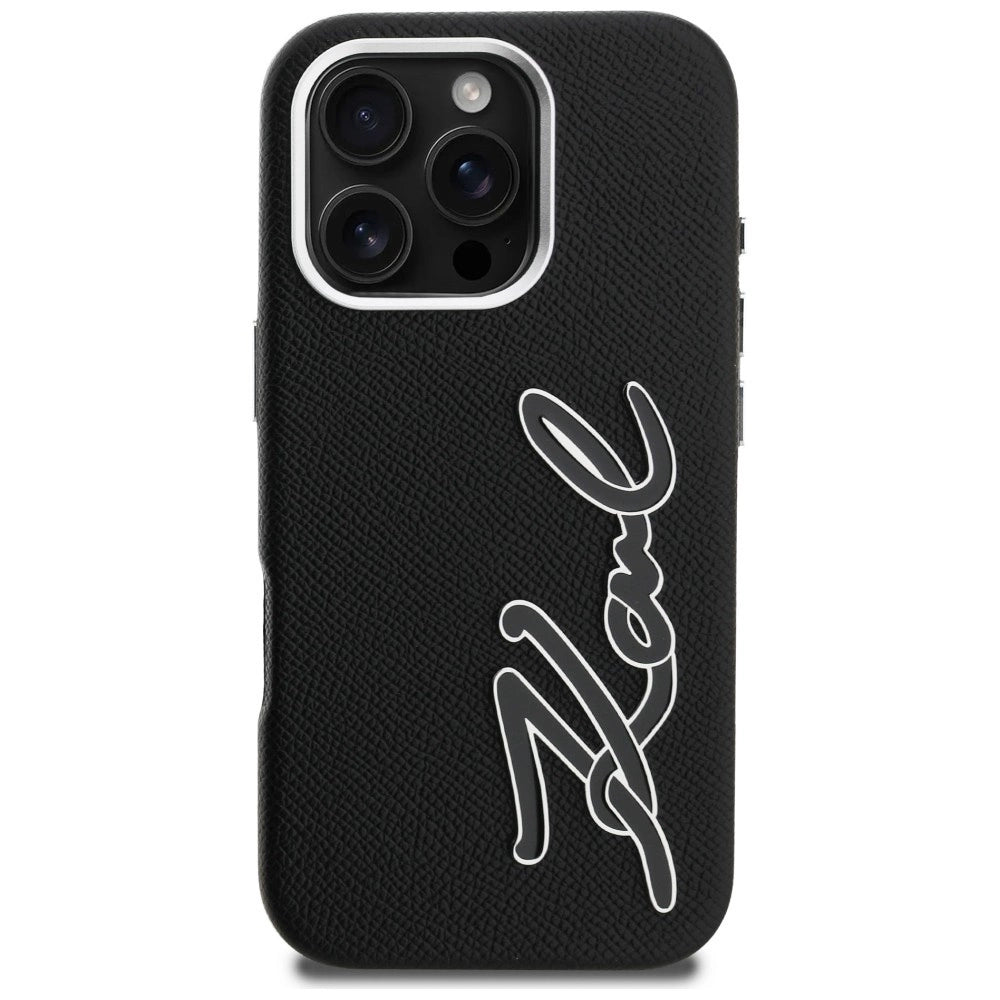 Etui Karl Lagerfeld FW Grained Signature Logo na iPhone 16 Pro Max - czarne – zdjęcie 3