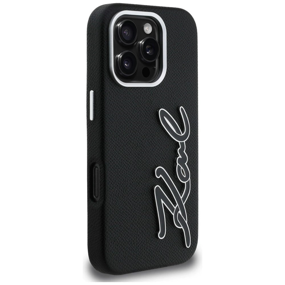 Etui Karl Lagerfeld FW Grained Signature Logo na iPhone 16 Pro Max - czarne – zdjęcie 4